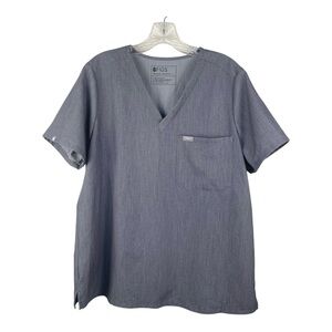 FIGS Women’s Technical Collection Short Sleeved Gray Scrub Top One Pocket L